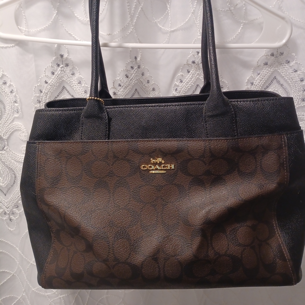 Coach Signature Black and Brown Tote